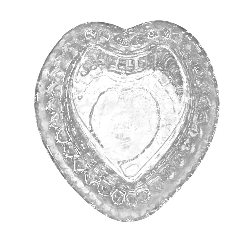 Vintage HOWCO Glass Heart Trinket Box Jewelry Dish Carnival Glass